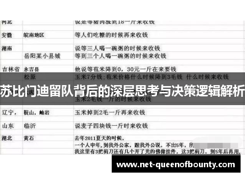 苏比门迪留队背后的深层思考与决策逻辑解析