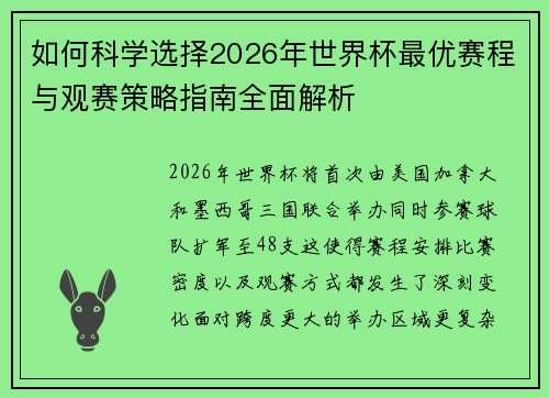 如何科学选择2026年世界杯最优赛程与观赛策略指南全面解析